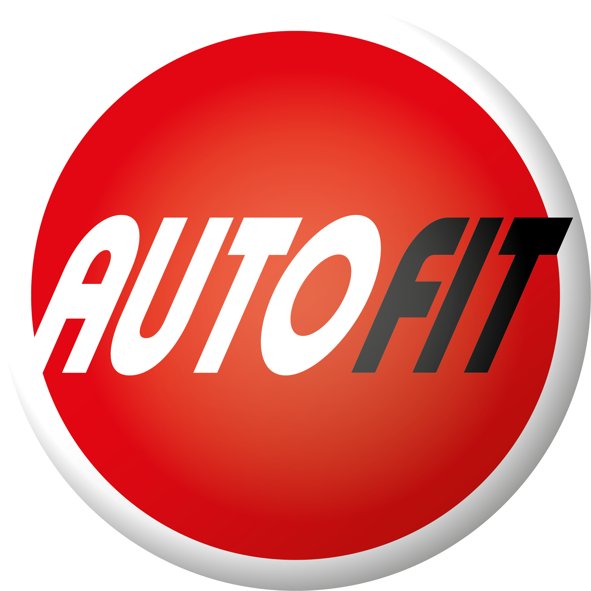 Rotes rundes Logo mit dem weißen Schriftzug "AUTOFIT".